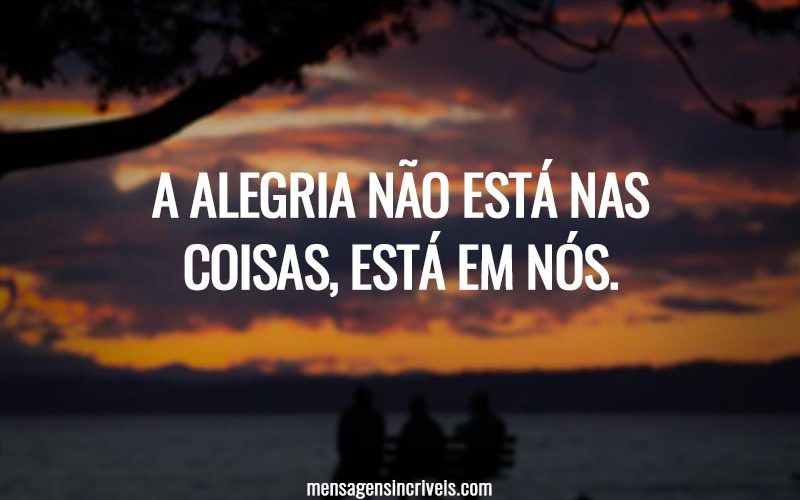 A alegria não está nas coisas, está em nós.