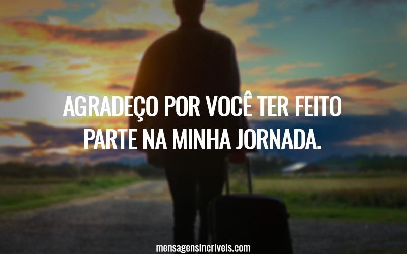 Agradeço por você ter feito parte na minha jornada.