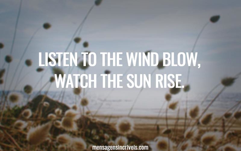 Listen to the wind blow, watch the sun rise.