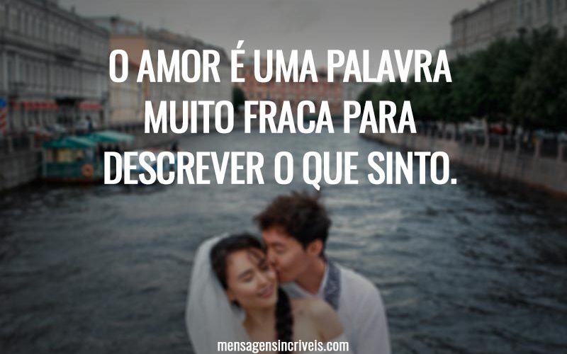O amor é uma palavra muito fraca para descrever o que sinto.