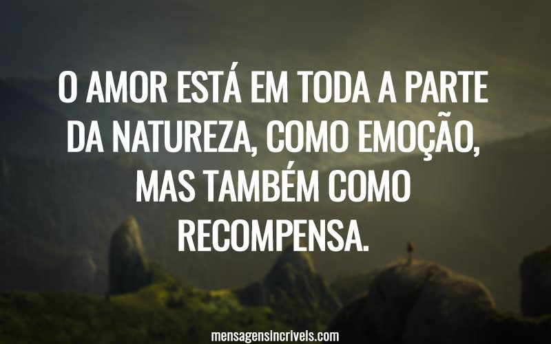 O amor está em toda a parte da natureza, como emoção, mas também como recompensa.