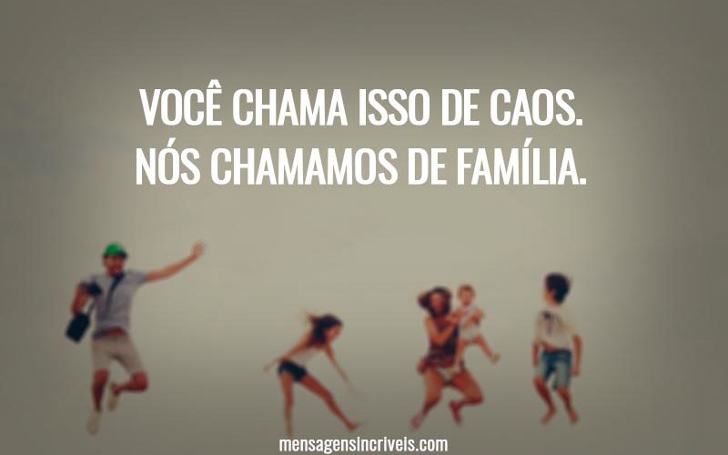 Você chama isso de caos. Nós chamamos de família.