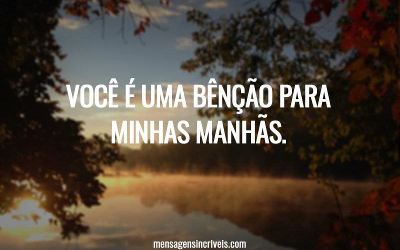 Você é uma bênção para minhas manhãs.