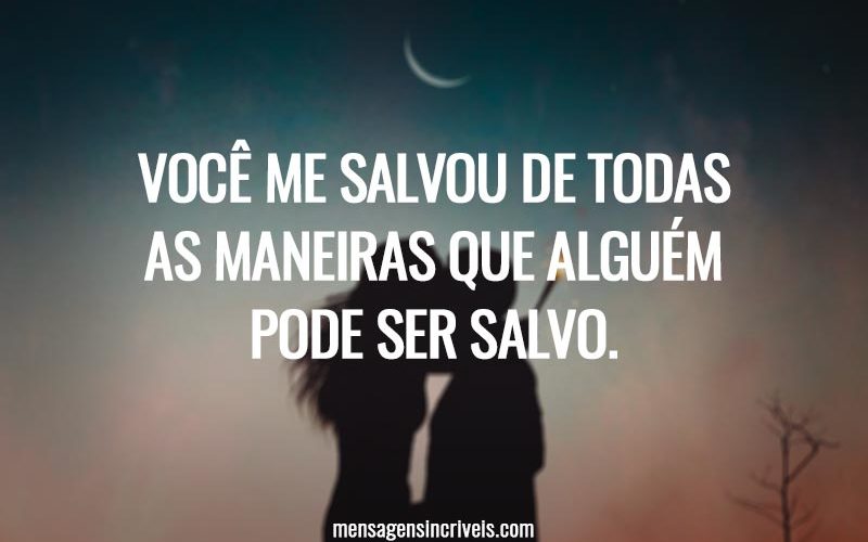 Você me salvou de todas as maneiras que alguém pode ser salvo.