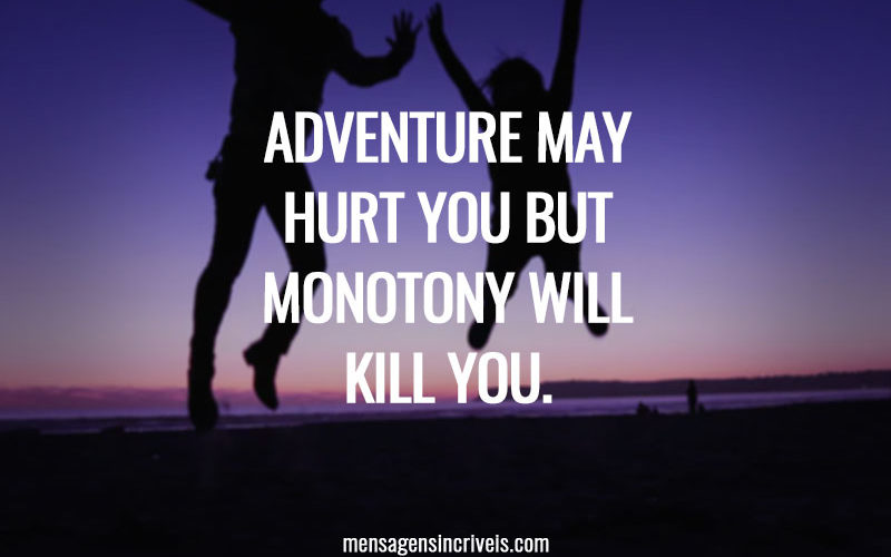 Adventure may hurt you but monotony will kill you.