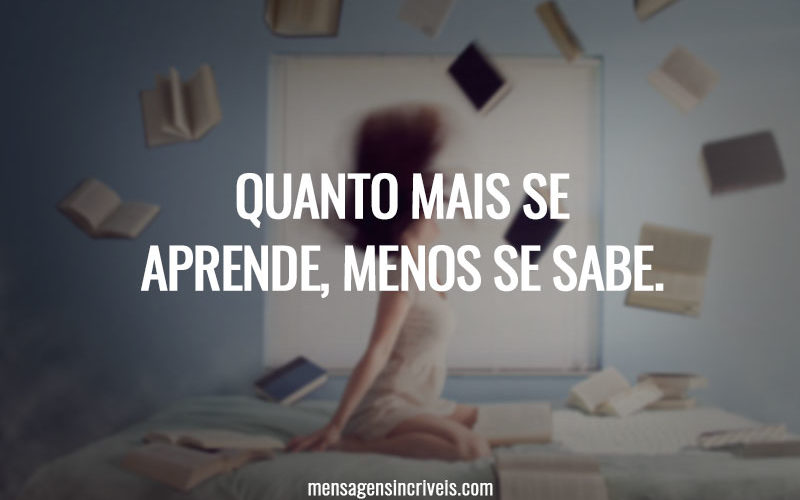Quanto mais se aprende, menos se sabe.