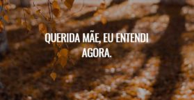 Querida mãe, eu entendi agora.